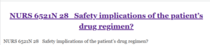 NURS 6521N 28   Safety implications of the patient’s drug regimen?
