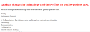 Analyze changes in technology and their effect on quality patient care.