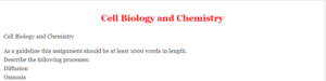 Cell Biology and Chemistry