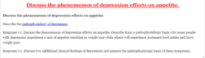 Discuss the phenomenon of depression effects on appetite.