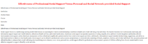 Effectiveness of Professional Social Support Versus Personal and Social Network-provided Social Support