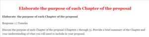 Elaborate  the purpose of each Chapter of the proposal