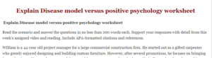 Explain Disease model versus positive psychology worksheet