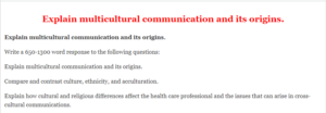 Explain multicultural communication and its origins.