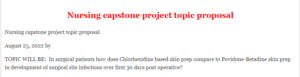 Nursing capstone project topic proposal