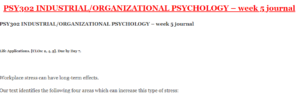 PSY302 INDUSTRIAL ORGANIZATIONAL PSYCHOLOGY – week 5 journal