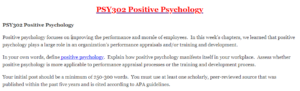 PSY302 Positive Psychology