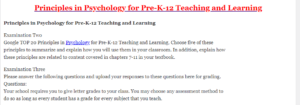 Principles in Psychology for Pre-K-12 Teaching and Learning