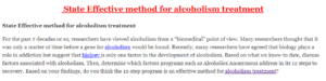 State Effective method for alcoholism treatment