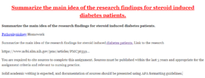 Summarize the main idea of the research findings for steroid induced diabetes patients.