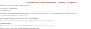 The Foundation of Nursing Leadership's Leadership Development