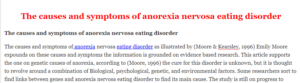The causes and symptoms of anorexia nervosa eating disorder