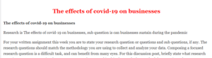 The effects of covid-19 on businesses
