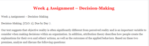 Week 4 Assignment – Decision-Making