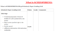 What is SCHIZOPHRENIANR448 Scholarly Paper Grading Grid