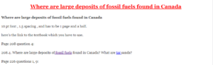 Where are large deposits of fossil fuels found in Canada