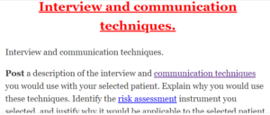Interview and communication techniques.