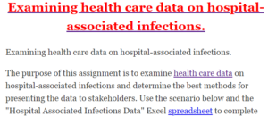 Examining health care data on hospital-associated infections.