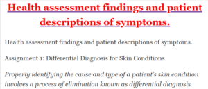 Health assessment findings and patient descriptions of symptoms.