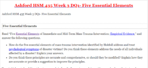 Ashford HSM 435 Week 3 DQ1- Five Essential Elements