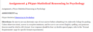 Assignment 4 PS390 Statistical Reasoning in Psychology