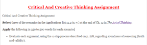 Critical And Creative Thinking Assignment
