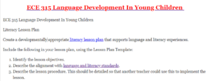 ECE 315 Language Development In Young Children