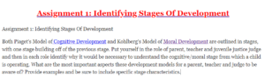 Identifying Stages Of Development