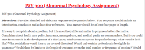 PSY 300 (Abnormal Psychology Assignment)