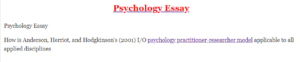 Psychology Essay