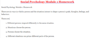 Social Psychology Module 1 Homework