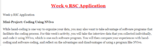 Week 9 RSC Application