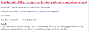 Benchmark - Effective Approaches in Leadership and Management