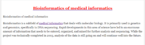 Bioinformatics of medical informatics