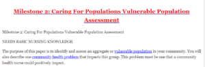 Caring For Populations Vulnerable Population Assessment