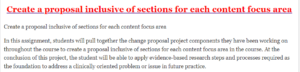 Create a proposal inclusive of sections for each content focus area