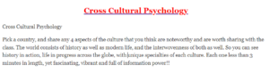 Cross Cultural Psychology