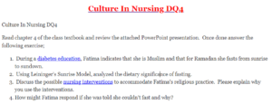 Culture In Nursing DQ4