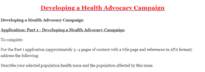 Developing a Health Advocacy Campaign