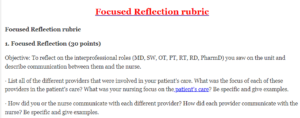Focused Reflection rubric