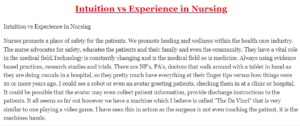 Intuition vs Experience in Nursing