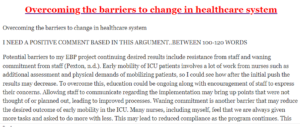 Overcoming the barriers to change in healthcare system