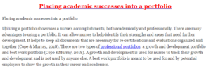 Placing academic successes into a portfolio