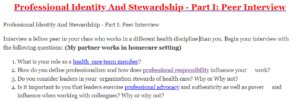 Professional Identity And Stewardship - Part I Peer Interview