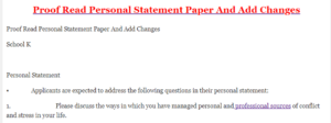 Proof Read Personal Statement Paper And Add Changes