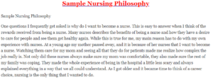 Sample Nursing Philosophy