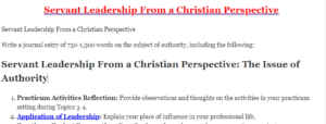 Servant Leadership From a Christian Perspective